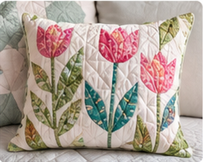 Floral quilted pillow
